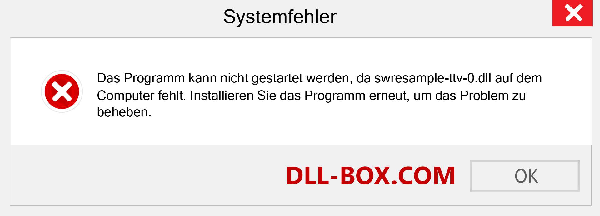 swresample-ttv-0.dll-Datei fehlt?. Download für Windows 7, 8, 10 - Fix swresample-ttv-0 dll Missing Error unter Windows, Fotos, Bildern